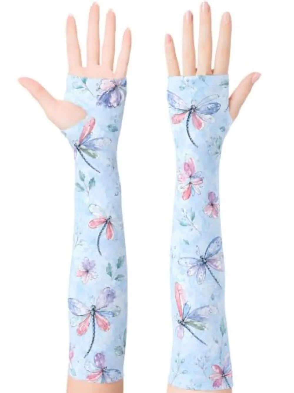 Women Cooling UV Protection Gardening Sleeves with Thumb Holes Ice Silk
